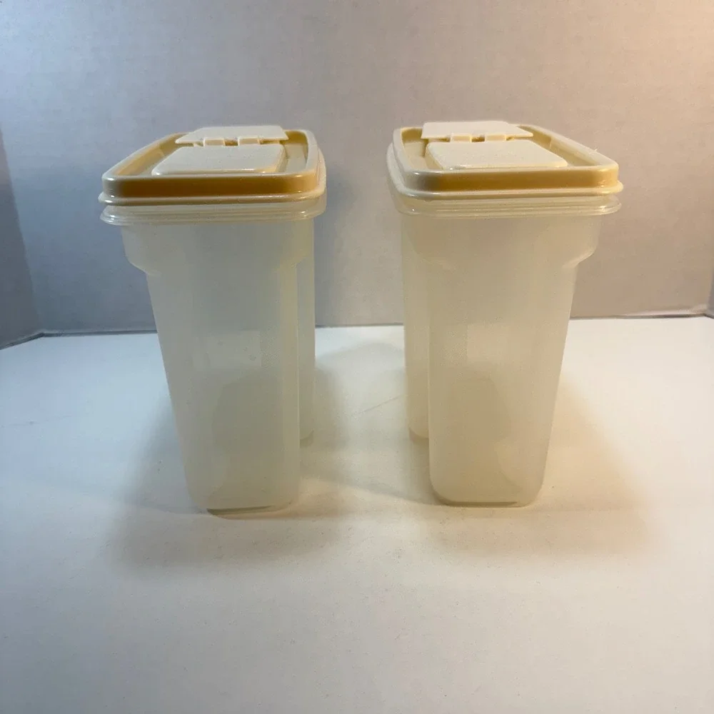 Rubbermaid Cereal Keeper Set Of 2 Almond Clear Vintage 4 Cup Flip‎ Top Lid